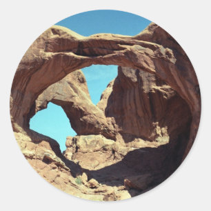Double Arch Desert Landscape Photo Classic Round Sticker