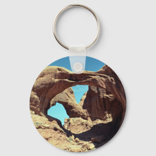 Double Arch Desert Landscape Photo Keychain