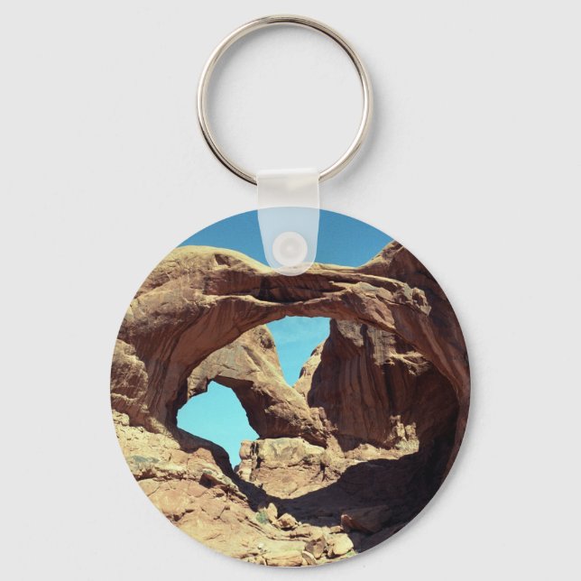 Double Arch Desert Landscape Photo Keychain (Front)
