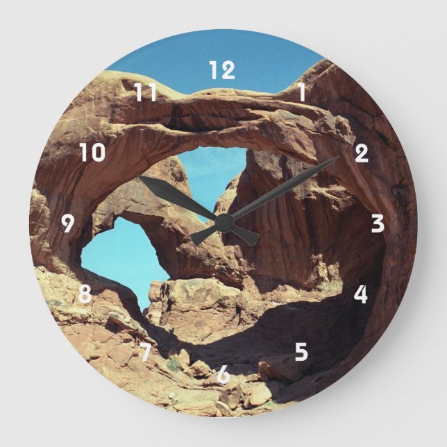 Double Arch Desert Landscape Photo Large Clock (Front)