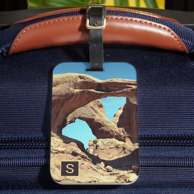 Double Arch Desert Photo with Monogram Luggage Tag (Front Insitu 2)