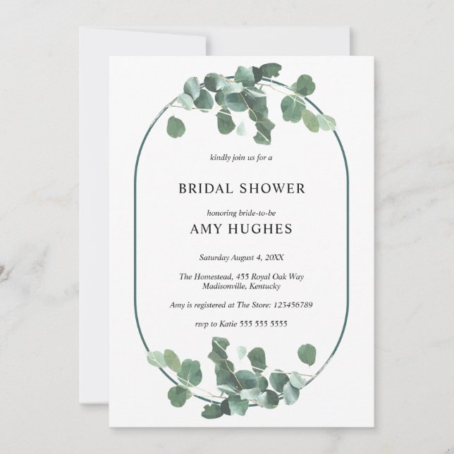 Double Arch Eucalyptus Greenery Bridal Shower Invitation (Front)