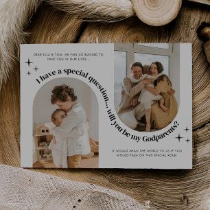 Double Arch Photo Godparents Proposal Invitation