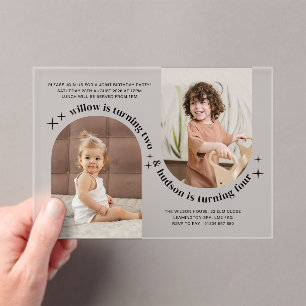 Double Arch Photo Joint Birthday Invitation