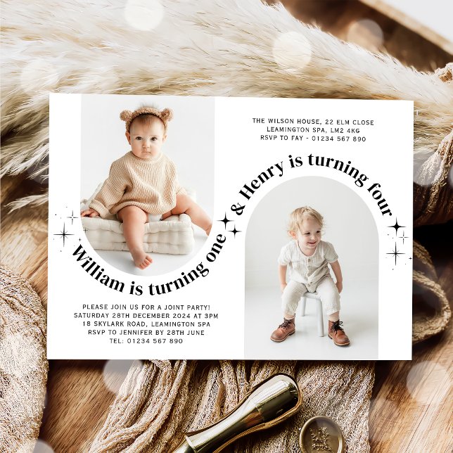 Double Arch Photo Joint Birthday Invitation (Creator Uploaded)
