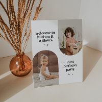 Double Arch Photo Joint Birthday Paper Napkin