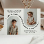 Double Arch Photo Joint Christening Invitation<br><div class="desc">A modern joint Christening invitation featuring 2 of your own photos in an arched shape. The title text is curved around the photos along with stars. You can change the colour of all of the text and the stars in this design.</div>