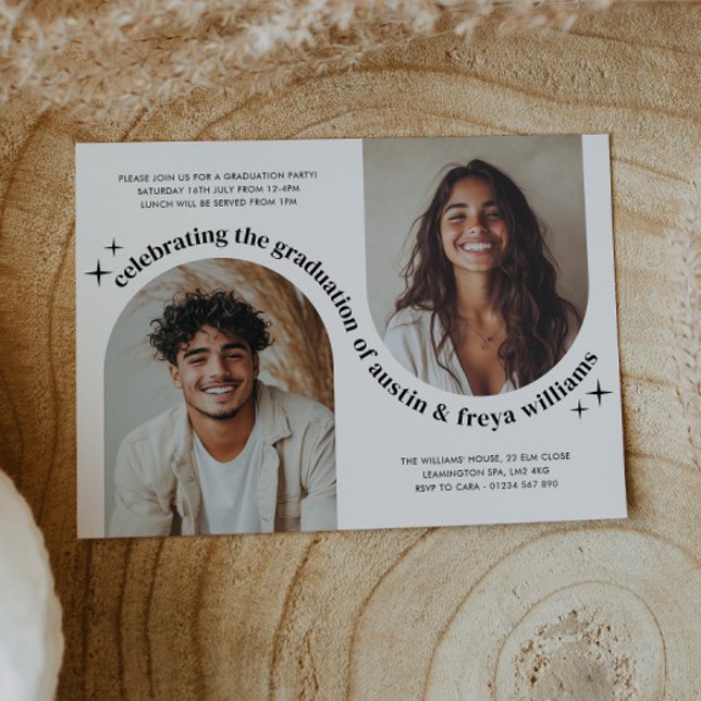 Double Arch Photo Joint Graduation Invitation (Creator Uploaded)