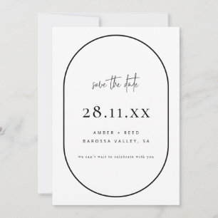 Double Arch Retro Minimalist Black & White Save The Date