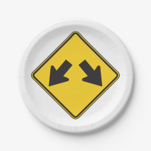 Double Arrows Road Sign Paper Plate