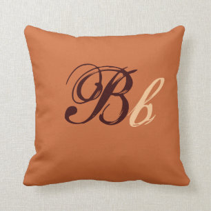 Double B Monogram in Brown and Beige I Throw Pillow