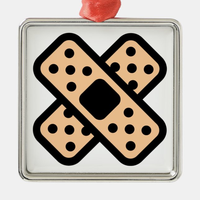 Double Band Aids Metal Ornament (Front)