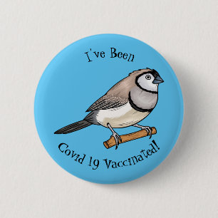 Double-barred finch bird cartoon illustration 2 inch round button