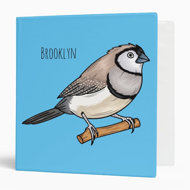 Double-barred finch bird cartoon illustration  binder (Front/Inside)