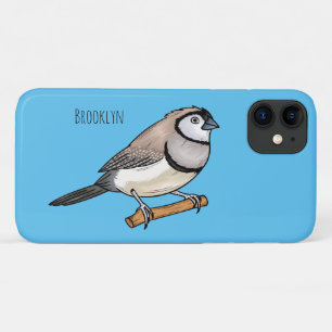 Double-barred finch bird cartoon illustration iPhone 11 case
