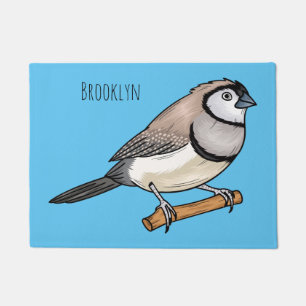 Double-barred finch bird cartoon illustration doormat
