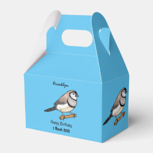 Double-barred finch bird cartoon illustration favor box