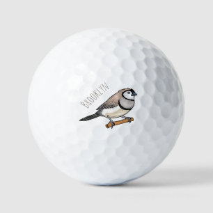 Double-barred finch bird cartoon illustration golf balls