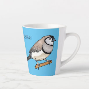 Double-barred finch bird cartoon illustration latte mug
