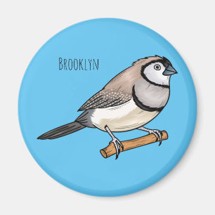Double-barred finch bird cartoon illustration magnet