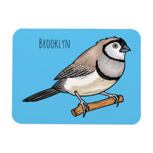 Double-barred finch bird cartoon illustration  magnet