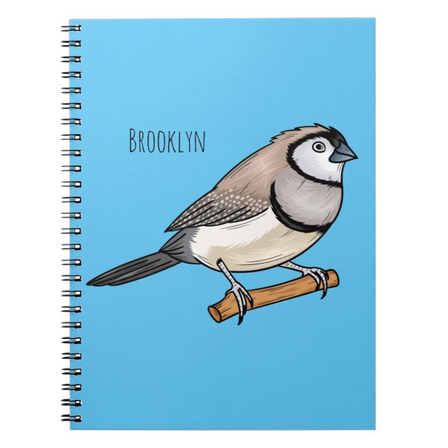 Double-barred finch bird cartoon illustration  notebook (Front)