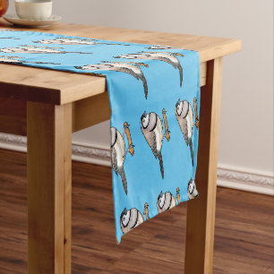 Double-barred finch bird cartoon illustration short table runner