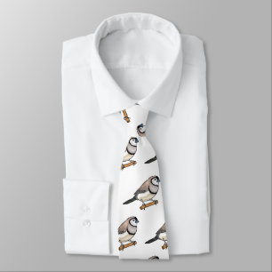Double-barred finch bird cartoon illustration tie