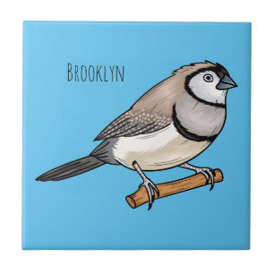 Double-barred finch bird cartoon illustration tile