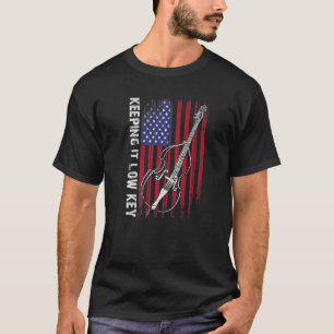 Double Bass And American Flag For Bassplayers   T-Shirt