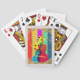 Double Bass And Music Notes Playing Cards