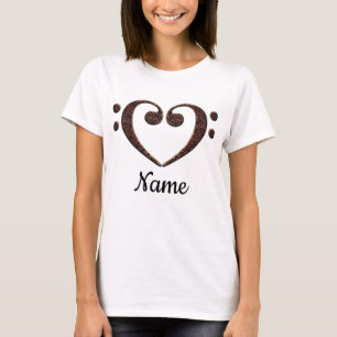 Double Bass Clef Heart for Music Lovers Customized T-Shirt