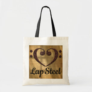 Double Bass Clef Heart Lap Steel Tote Bag