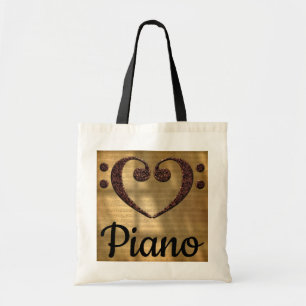 Double Bass Clef Heart Piano Tote Bag