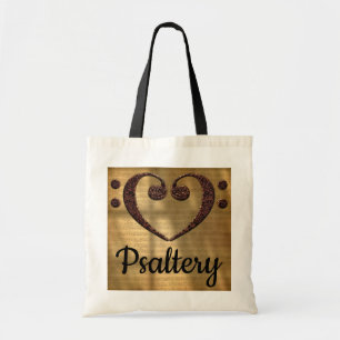 Double Bass Clef Heart Psaltery Tote Bag