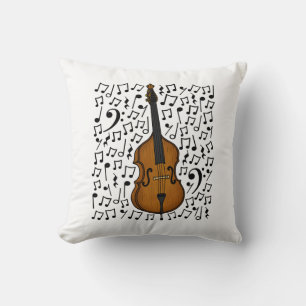 Double Bass Musical Notes, Bassist Music Teacher Throw Pillow