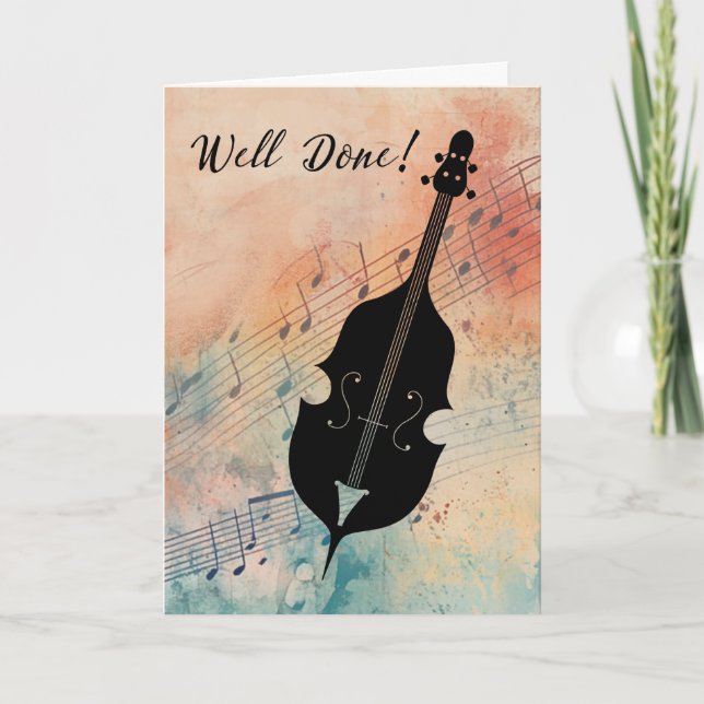 Double Bass Performance Congratulations Watercolor Card (Front)