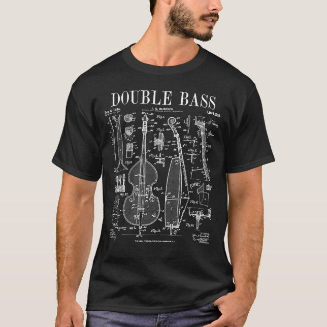 Double Bass Player Bassist Musical Instrument Vint T-Shirt (Front)