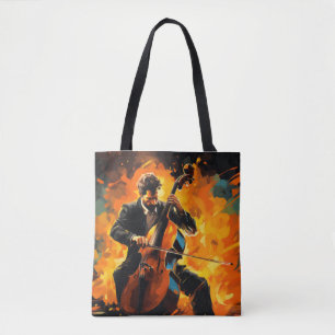 Double Bass Player Music Painting Abstract Art Tote Bag