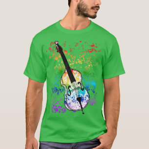 Double Bass Rainbow Colours Bassist Jazz Musician T-Shirt