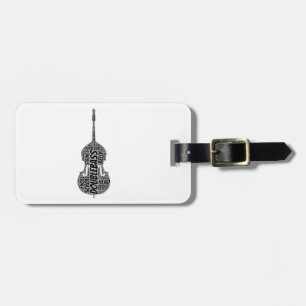 Double Bass Shaped Word Art Black Text Luggage Tag