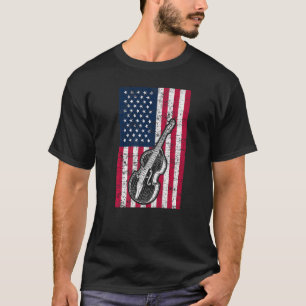 Double Bass US Flag Patriotic Double Bass Player P T-Shirt