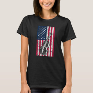 Double Bass US Flag Patriotic Double Bass Player P T-Shirt