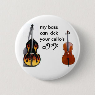 Double bass vs. cello 2 inch round button