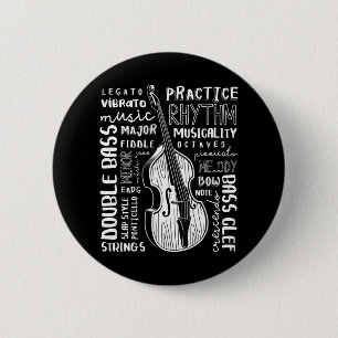 Double Bass Word Cloud Upright Bass Art Music 2 Inch Round Button