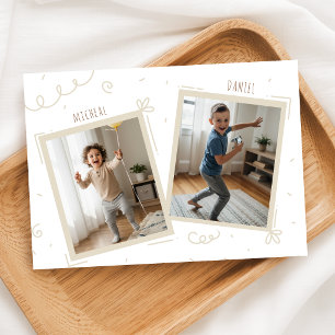 Double Birthday Boys Kids Fun Photo Birthday Party Invitation