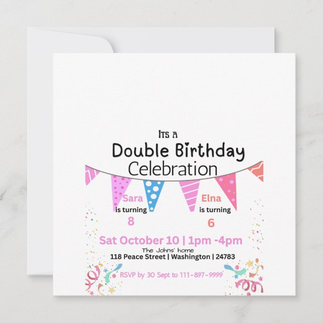 Double Birthday Celebration  Save The Date (Front)
