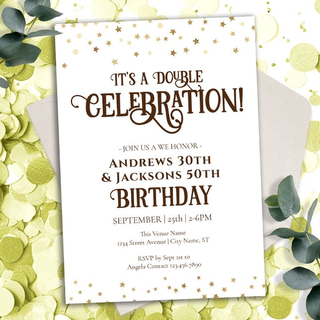 Double Birthday Party Star Confetti  Invitation (Creator Uploaded)