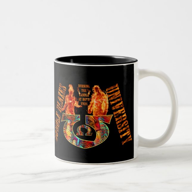 Double Blazes University Burning The Candle Two-Tone Coffee Mug (Right)