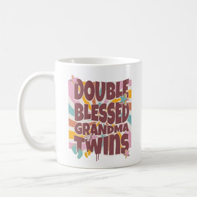 Double Blessed Grandma Of Twins 2024 Grandparent Coffee Mug (Left)